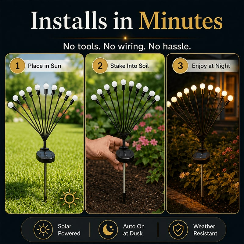 SolaBloom: Solar Firefly Garden Stake Lights