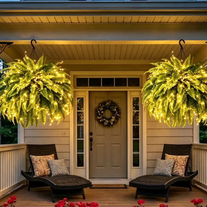 💥LAST DAY SALE PRICE🔥💛Glowing Boston Ferns with Lights – 🌿 Zero Watering, Zero Maintenance