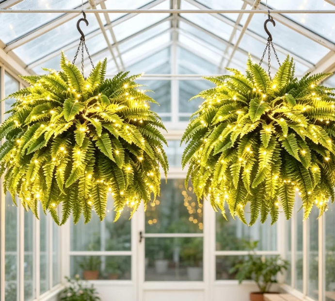 💥LAST DAY SALE PRICE🔥💛Glowing Boston Ferns with Lights – 🌿 Zero Watering, Zero Maintenance