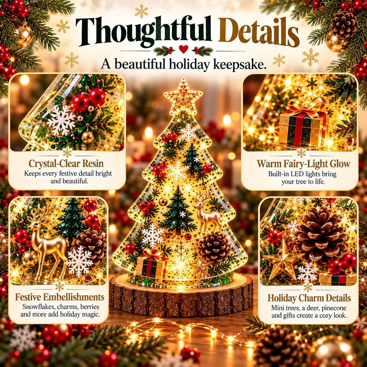 🎄Beginner-Friendly Resin Christmas Tree Night Light DIY Kit✨