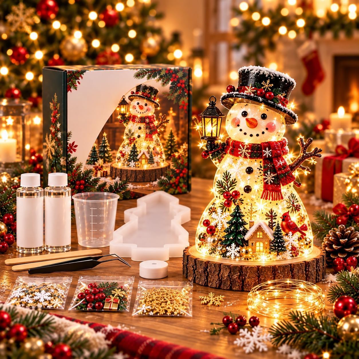 🎄Beginner-Friendly Resin Christmas Tree Night Light DIY Kit✨