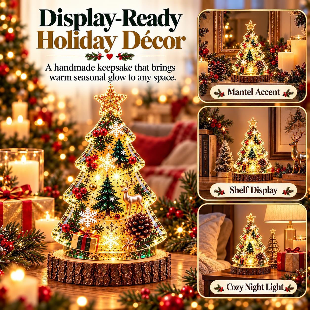 🎄Beginner-Friendly Resin Christmas Tree Night Light DIY Kit✨
