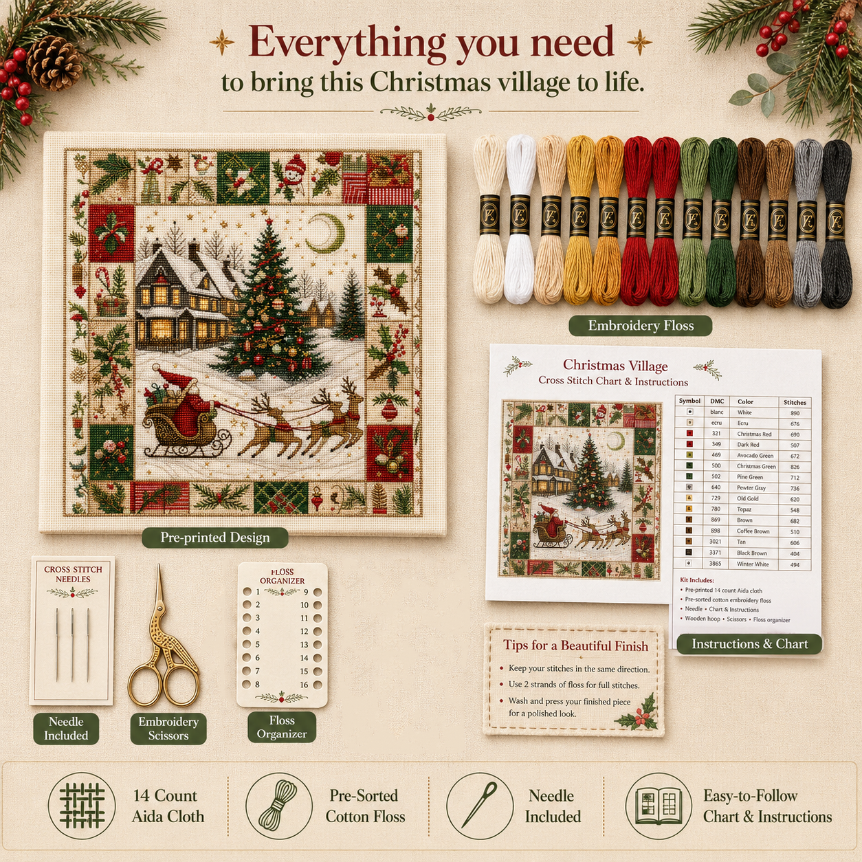 🎄 Christmas Cross Stitch Kit