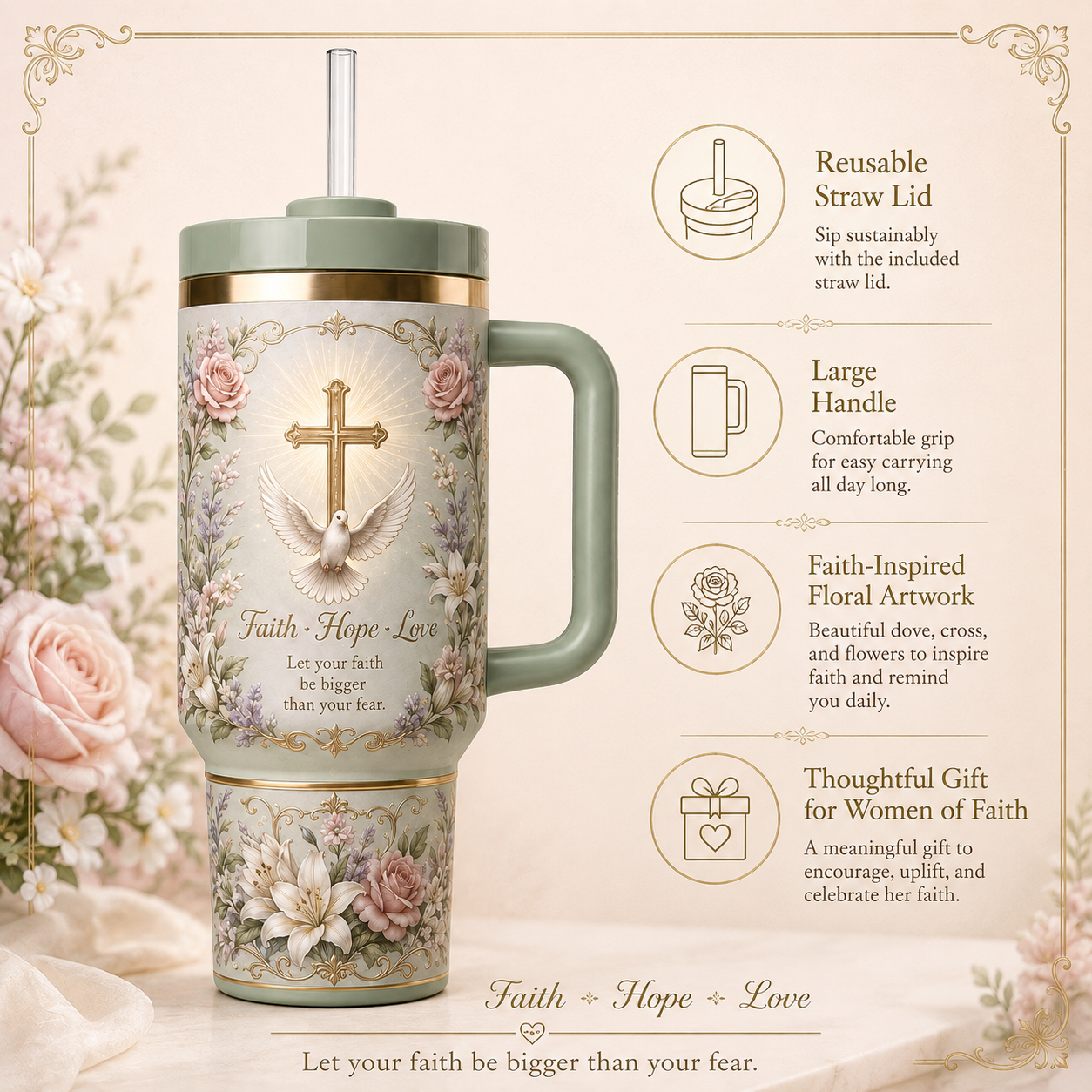 ✨ Faith • Hope • Love Tumbler