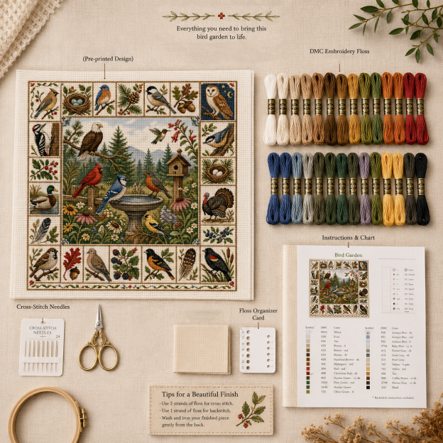 🐦 Birds of America Cross Stitch Kit