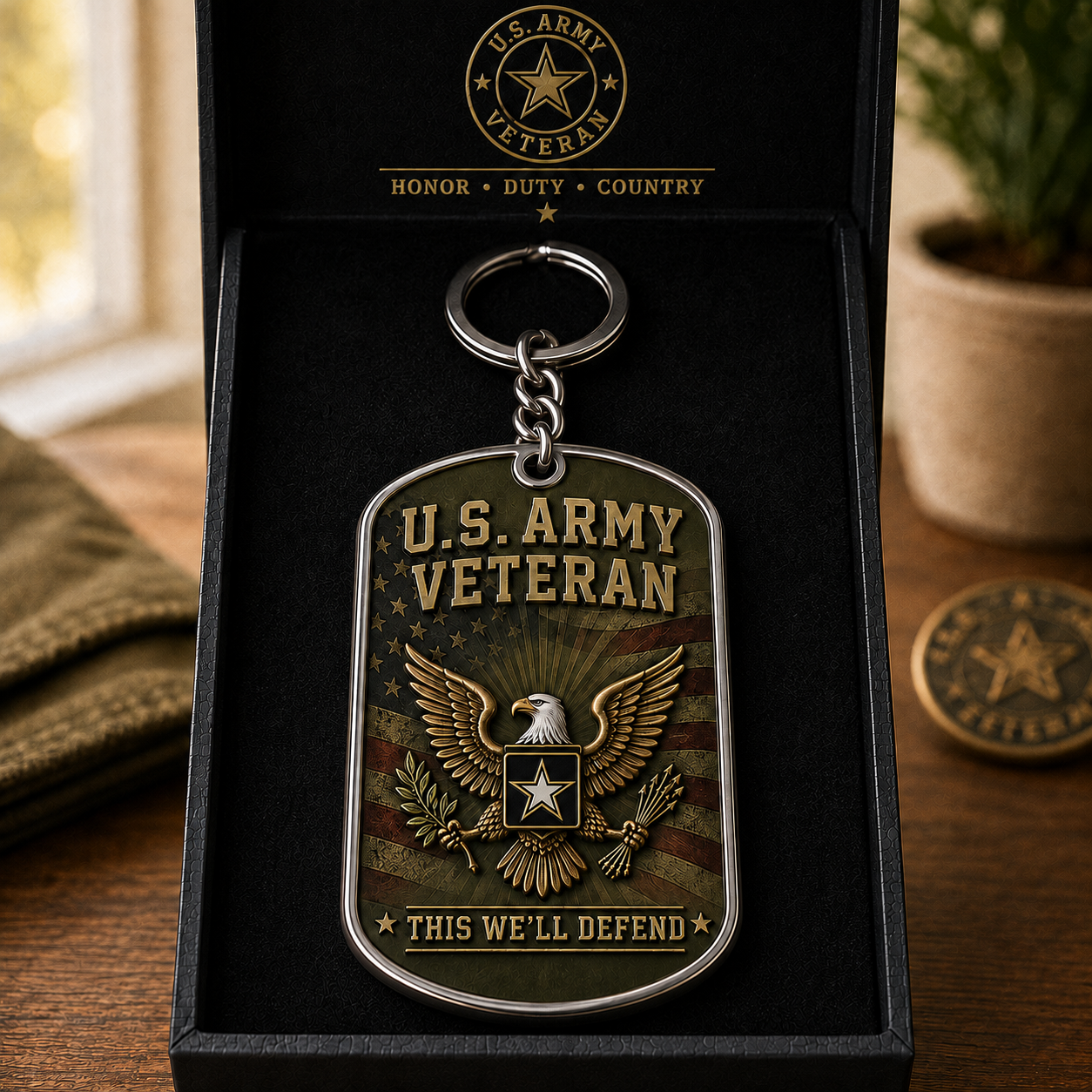 🇺🇸 U.S. Army Veteran Keychain