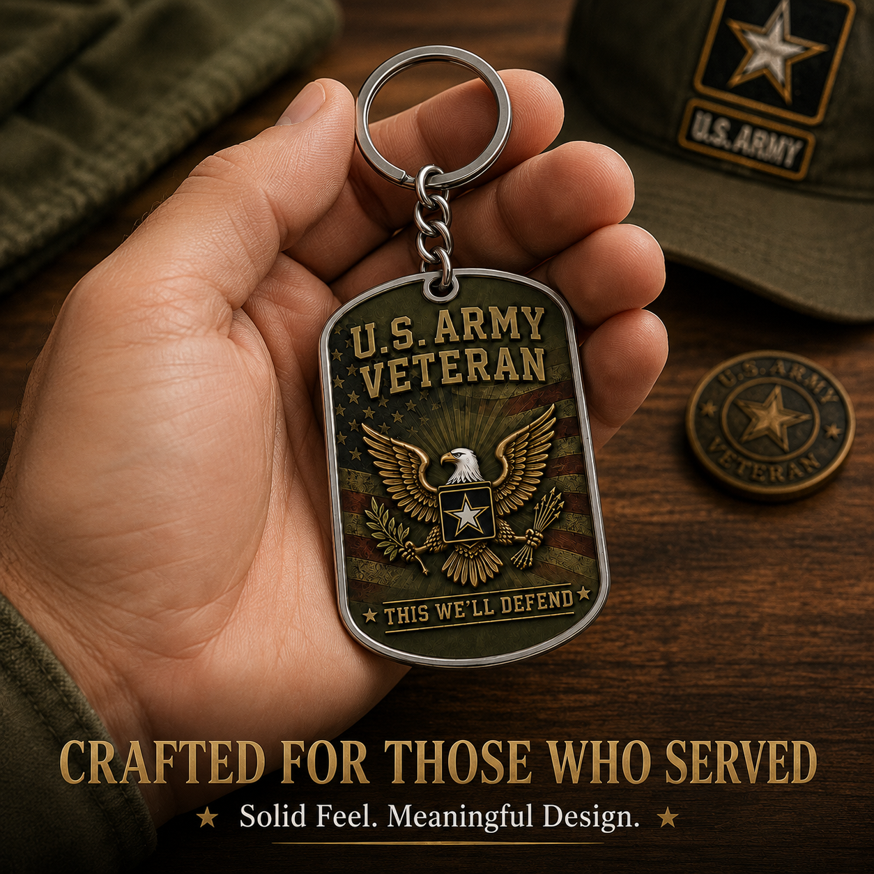 🇺🇸 U.S. Army Veteran Keychain