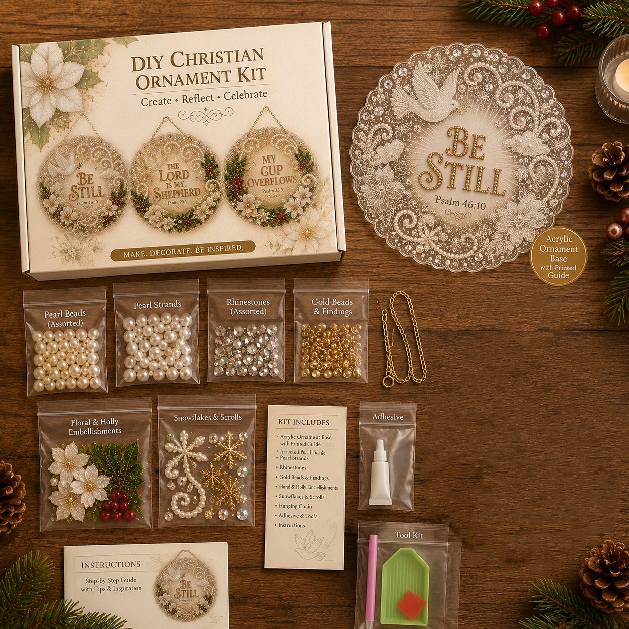 ✨ Christian Scripture Pearl Art Ornament Kit
