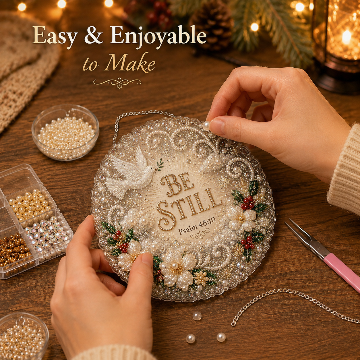 ✨ Christian Scripture Pearl Art Ornament Kit