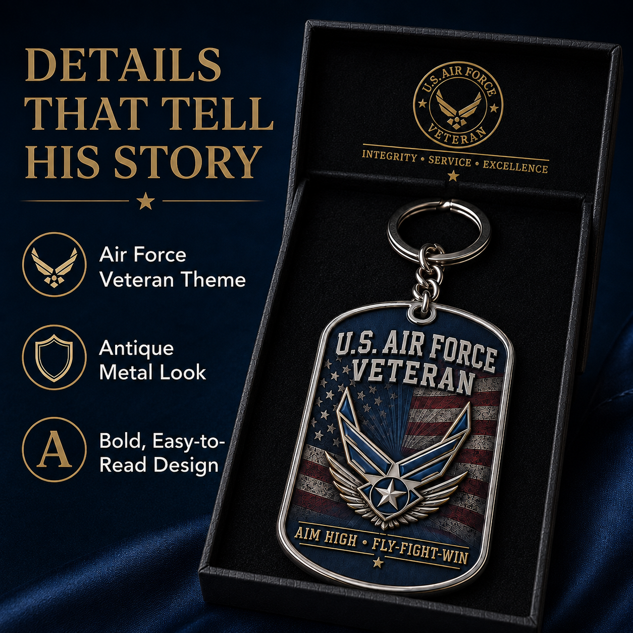 ✈️ U.S. Air Force Veteran Keychain
