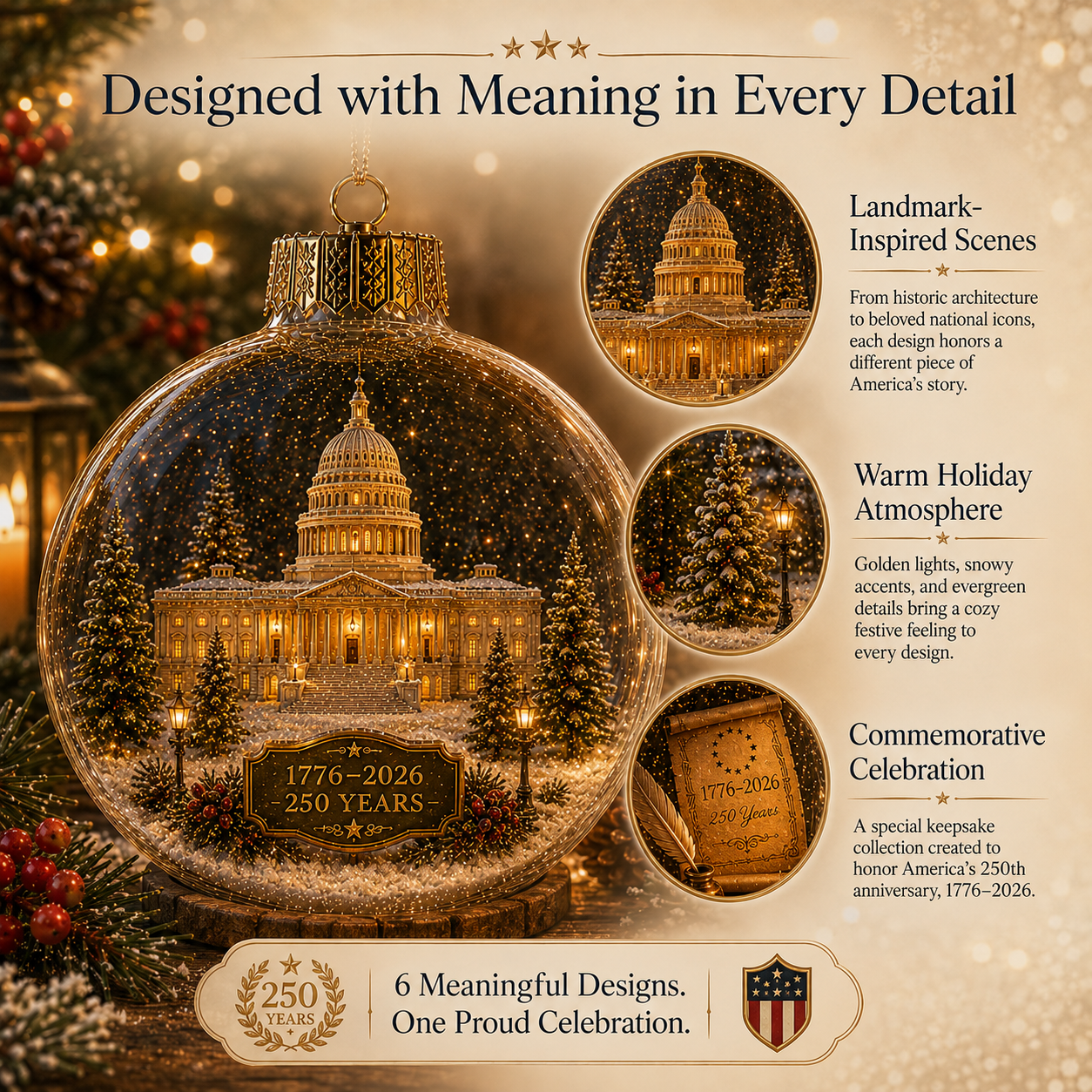 🎄 250th Anniversary of America x Christmas Ornament