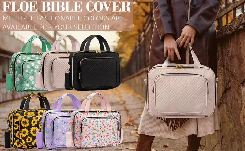 Floe Bible Cover for Women, Large Bible Bag w/ Shoulder Strap, Book Carrying Case with Bible Highlighters & Tabs, Bibles for Women, Bible Study, Bible Journaling & Bible Decorating, Christmas Christian Gifts Floe Bible Cover for Women, Large Bible Bag w/ Shoulder Strap, Book Carrying Case with Bible Highlighters & Tabs, Bibles for Women, Bible Study, Bible Journaling & Bible Decorating, Christmas Christian Gifts