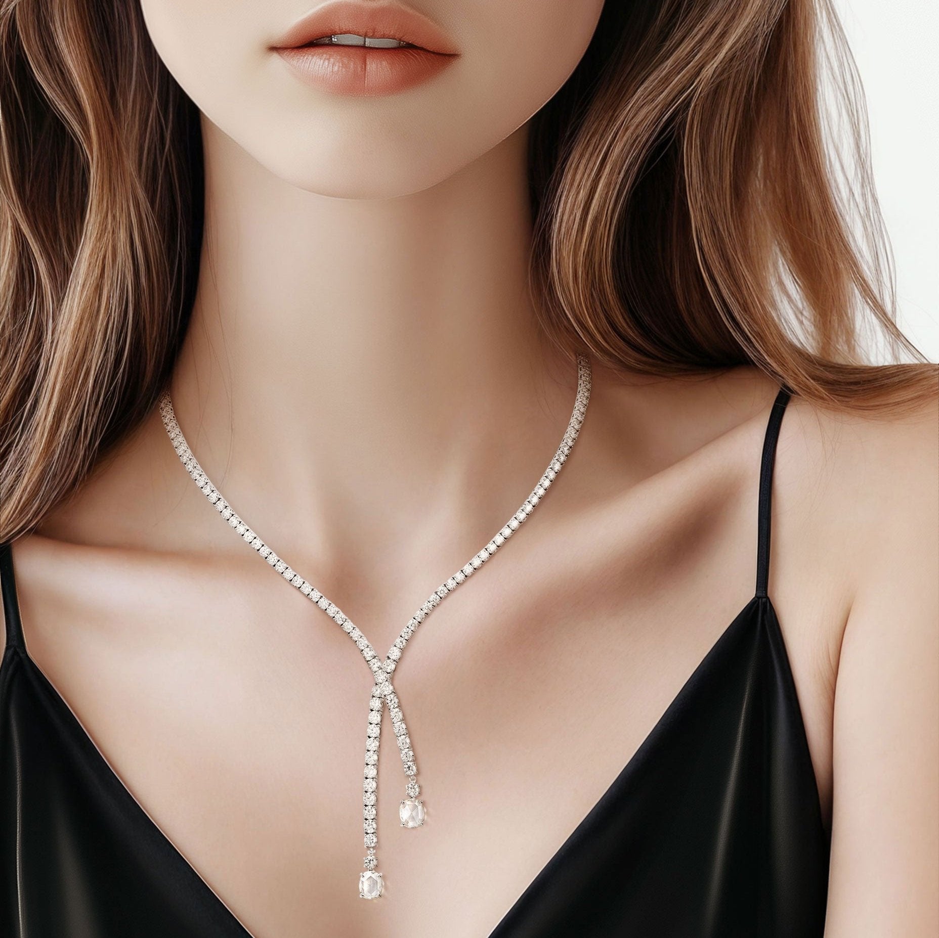 E-023 18K White Gold Diamond Necklace