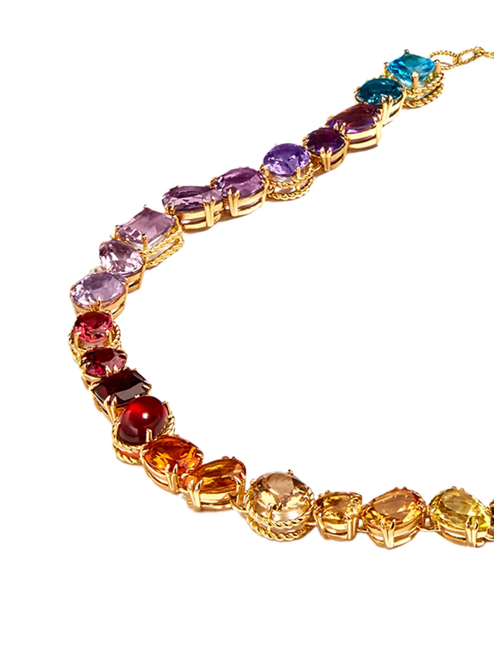 E-018 18K yellow gold Rainbow gemstone necklace