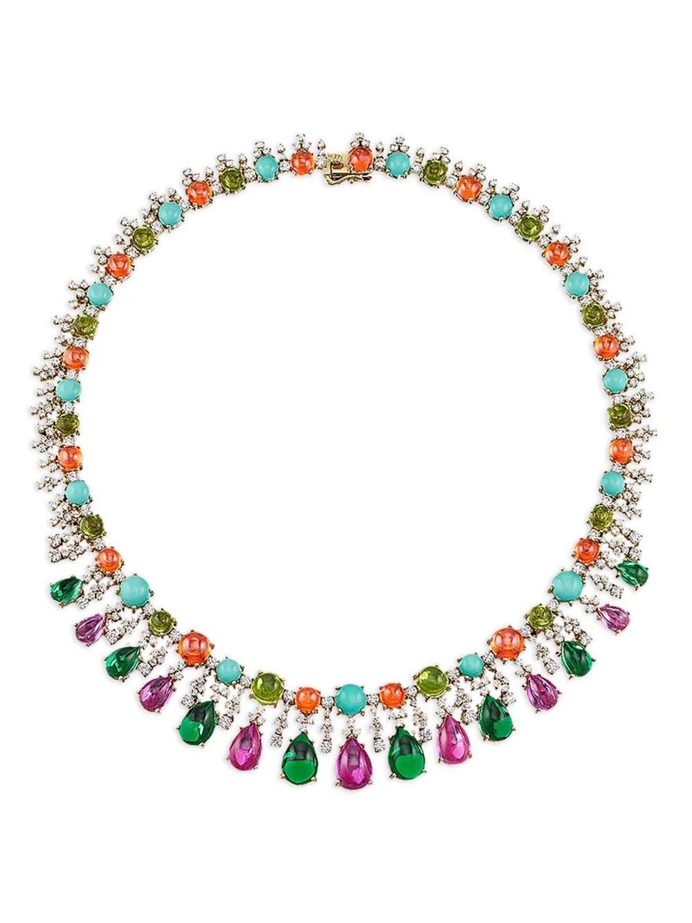 E-004 18ky yellow gold Tutti Frutti multi-stone necklace