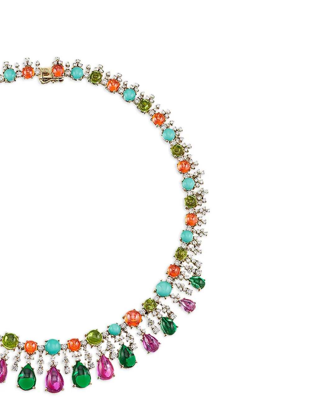E-004 18ky yellow gold Tutti Frutti multi-stone necklace