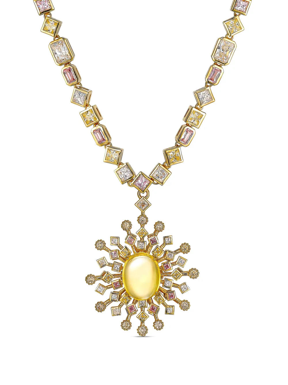 E-005 18kt yellow gold Spectra multi-stone necklace
