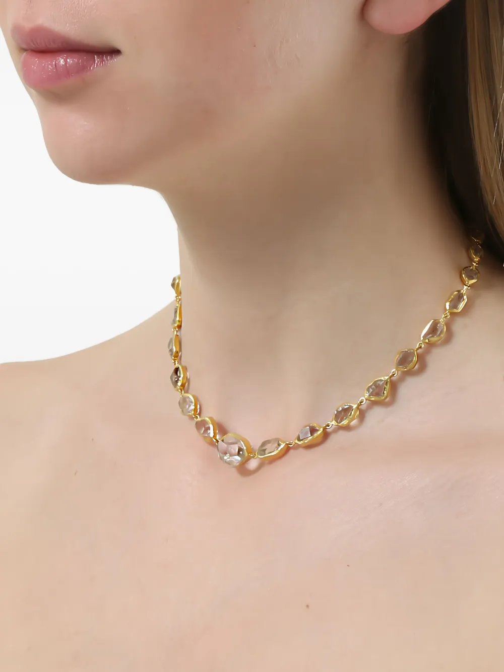 E-008 18K yellow gold Herkimer diamond necklace