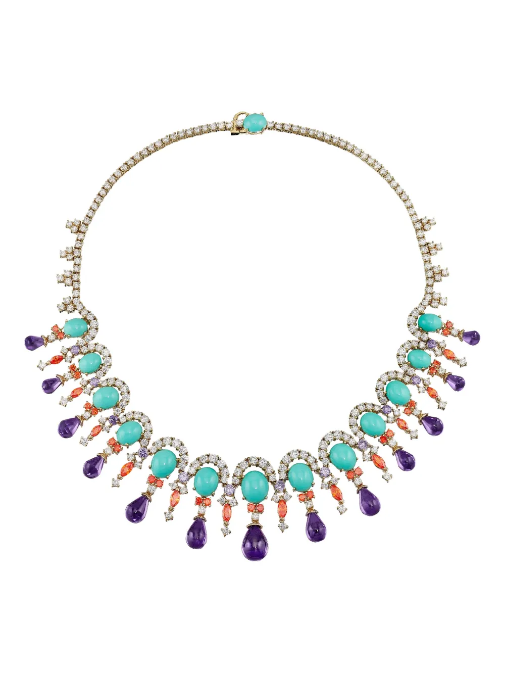 E-015 18K yellow gold vermeil Imperail Tutti Frutti multi-stone necklace