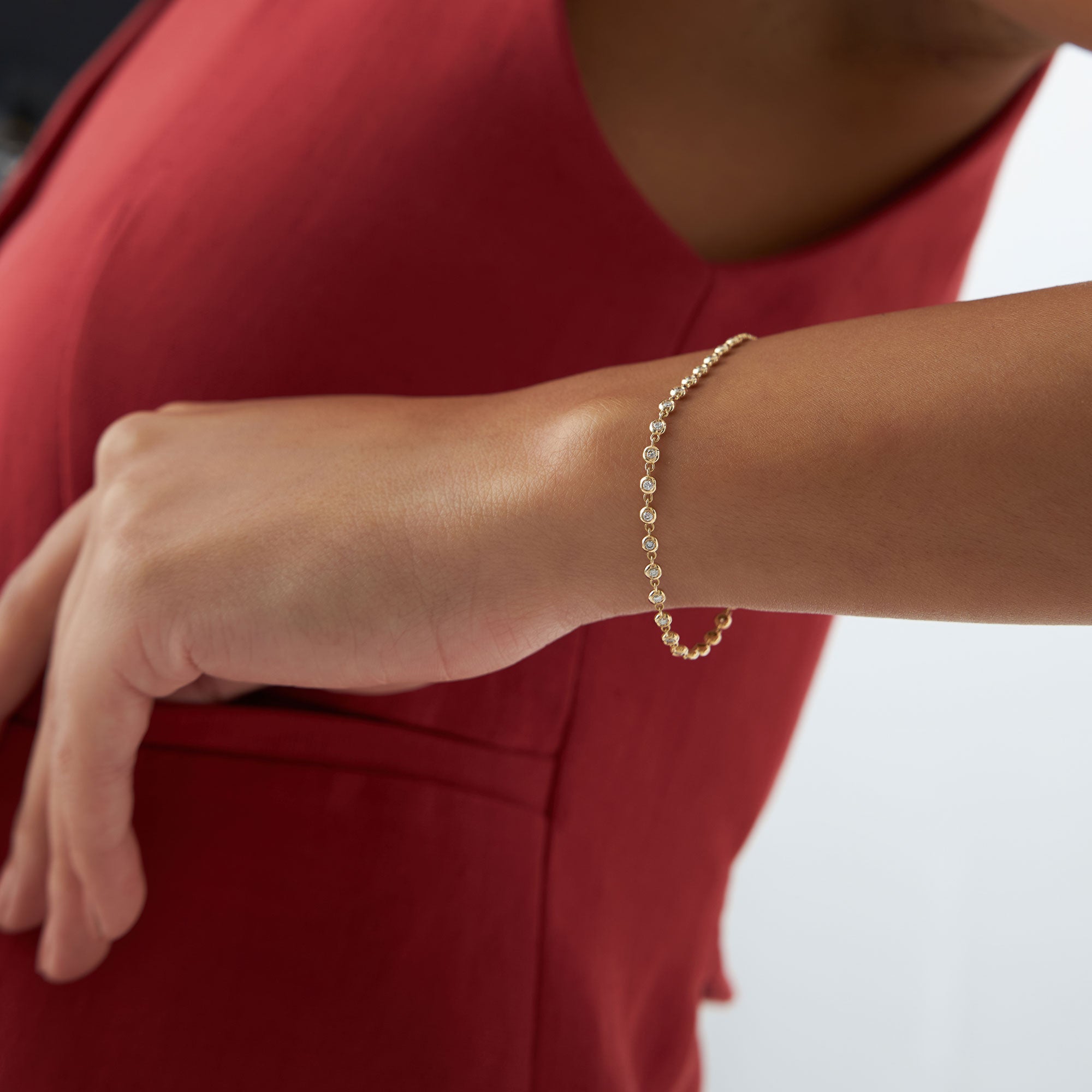C-101  14K Gold Bezel Setting Diamond Tennis Bracelet