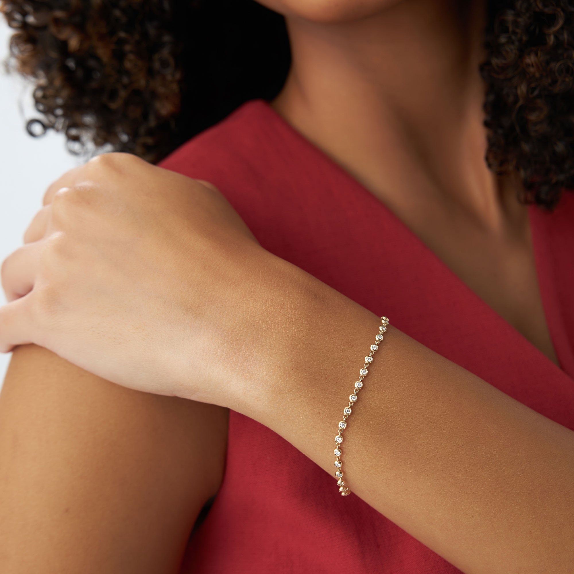 C-101  14K Gold Bezel Setting Diamond Tennis Bracelet