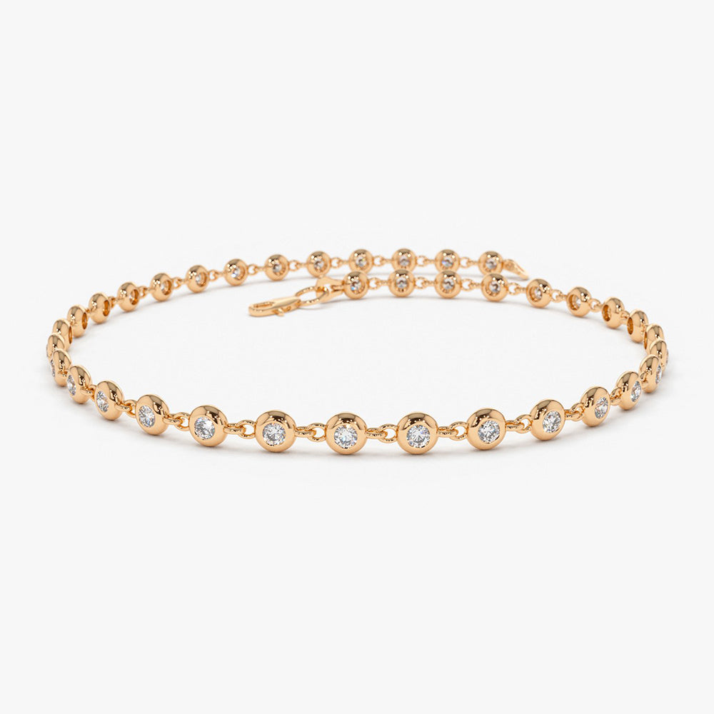 C-101  14K Gold Bezel Setting Diamond Tennis Bracelet