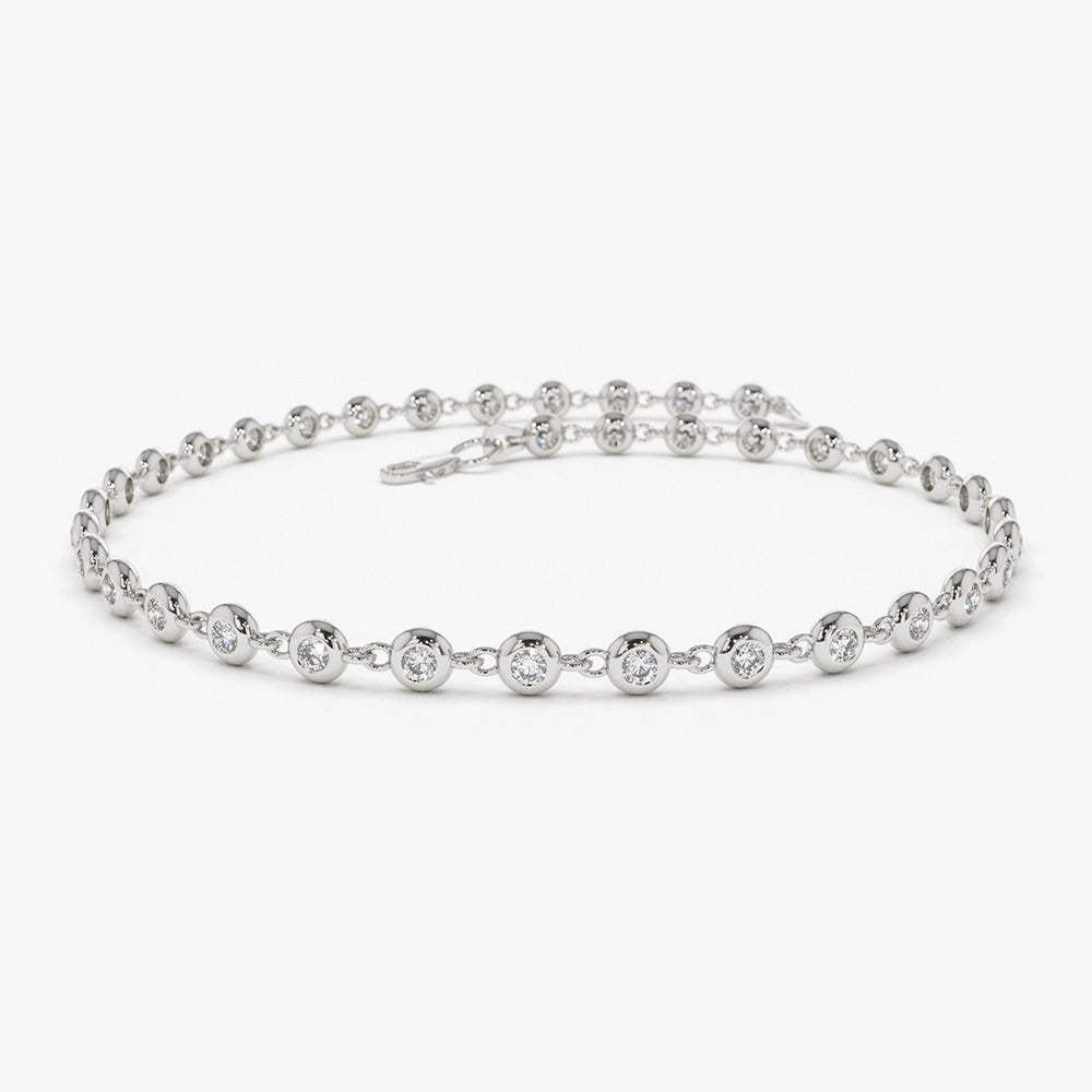 C-101  14K Gold Bezel Setting Diamond Tennis Bracelet