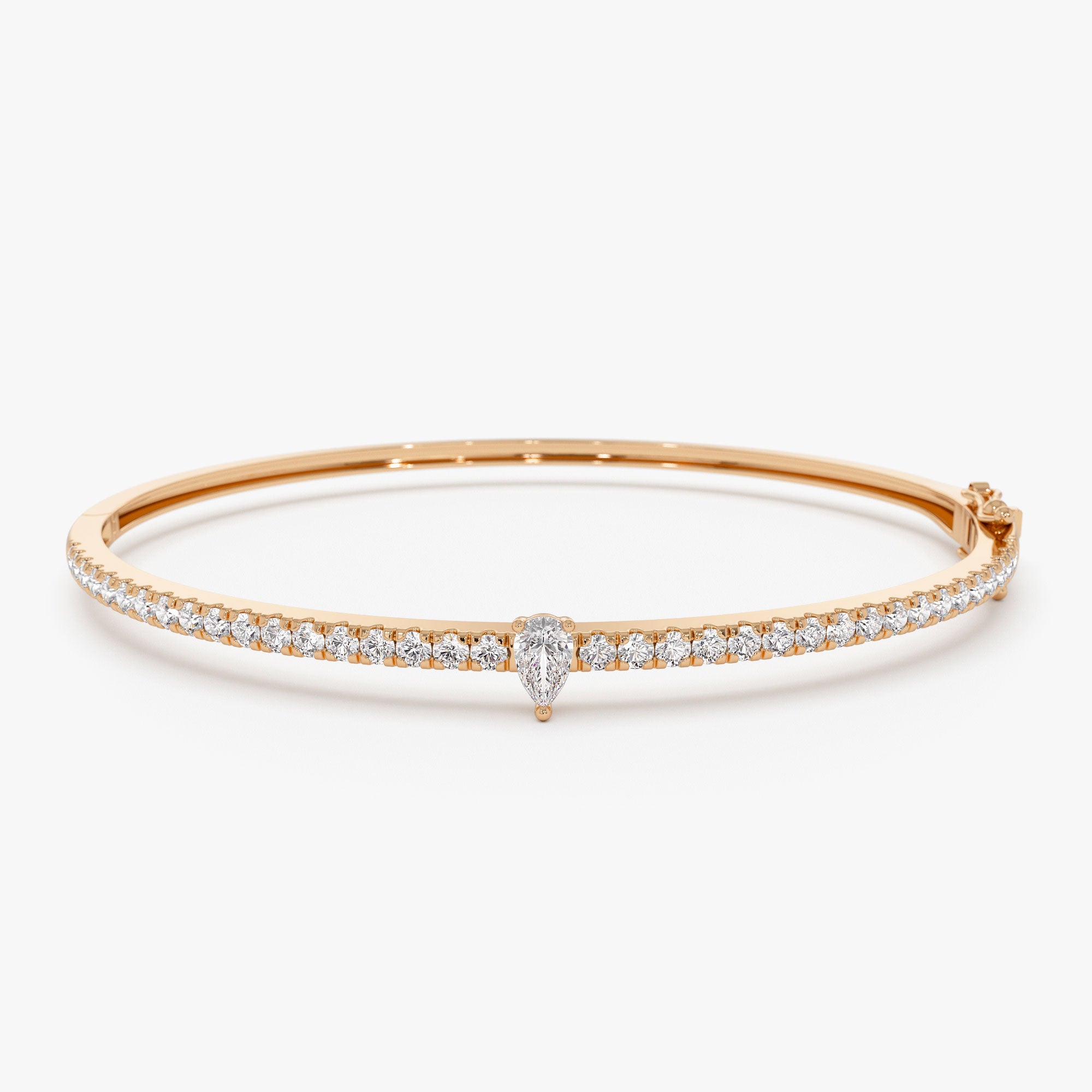 C-001  14k Gold Pear Shaped and Round Diamond Bangle