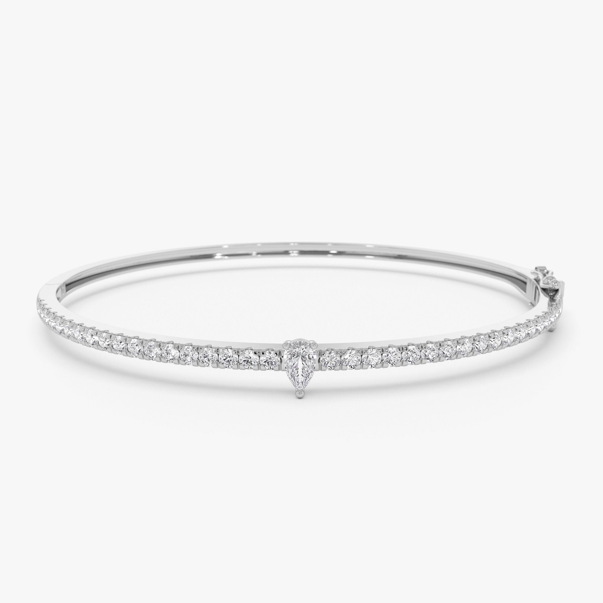 C-001  14k Gold Pear Shaped and Round Diamond Bangle
