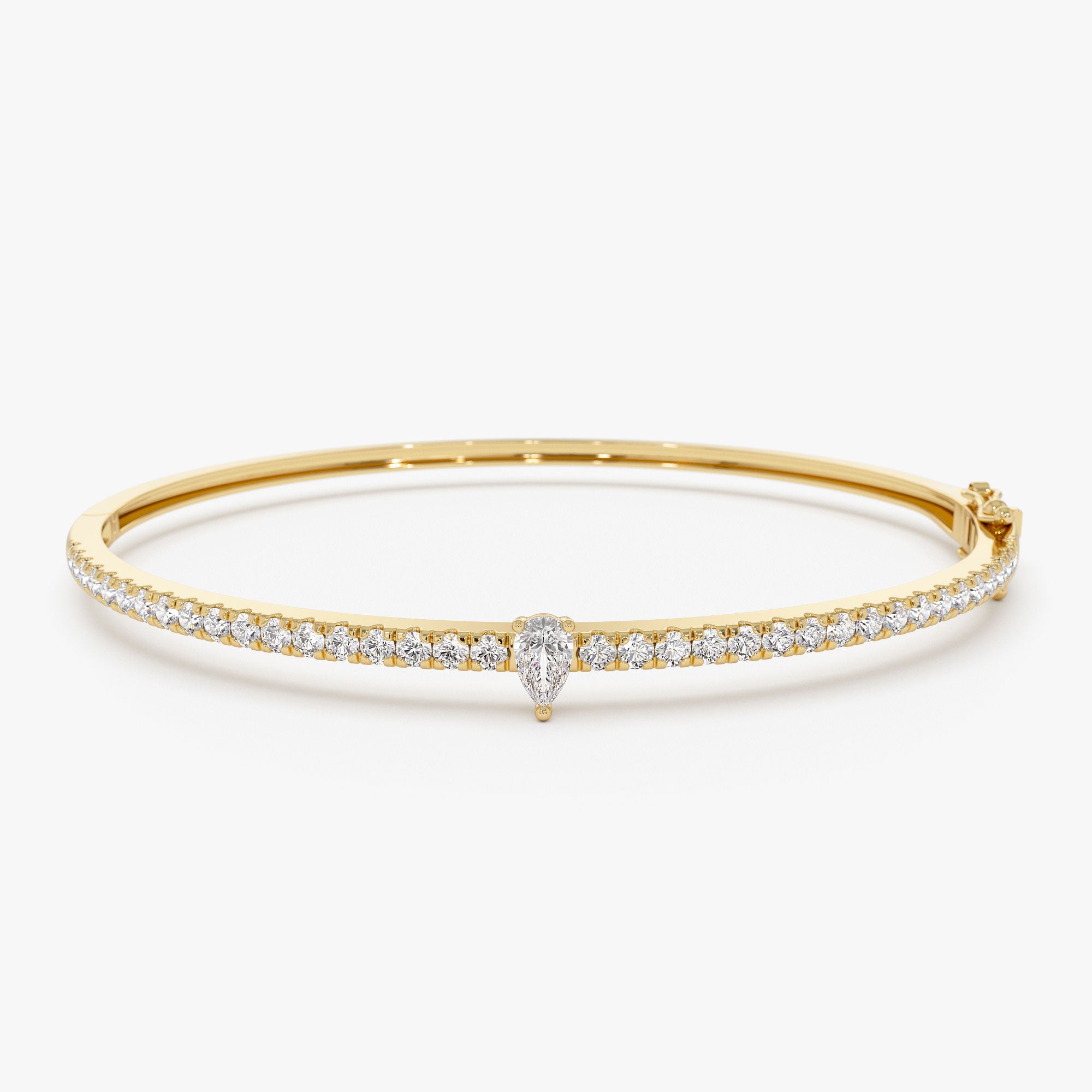 C-001  14k Gold Pear Shaped and Round Diamond Bangle