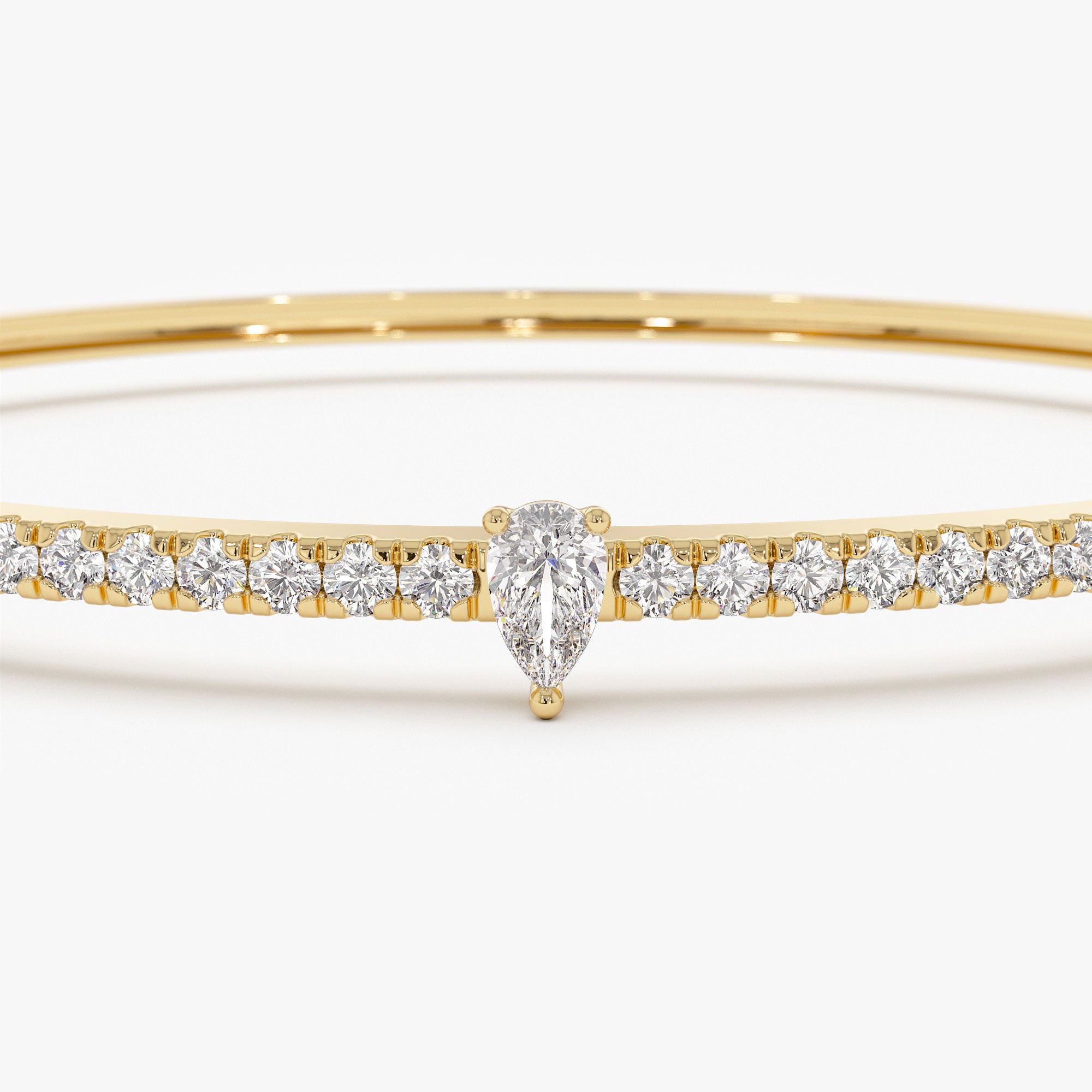 C-001  14k Gold Pear Shaped and Round Diamond Bangle