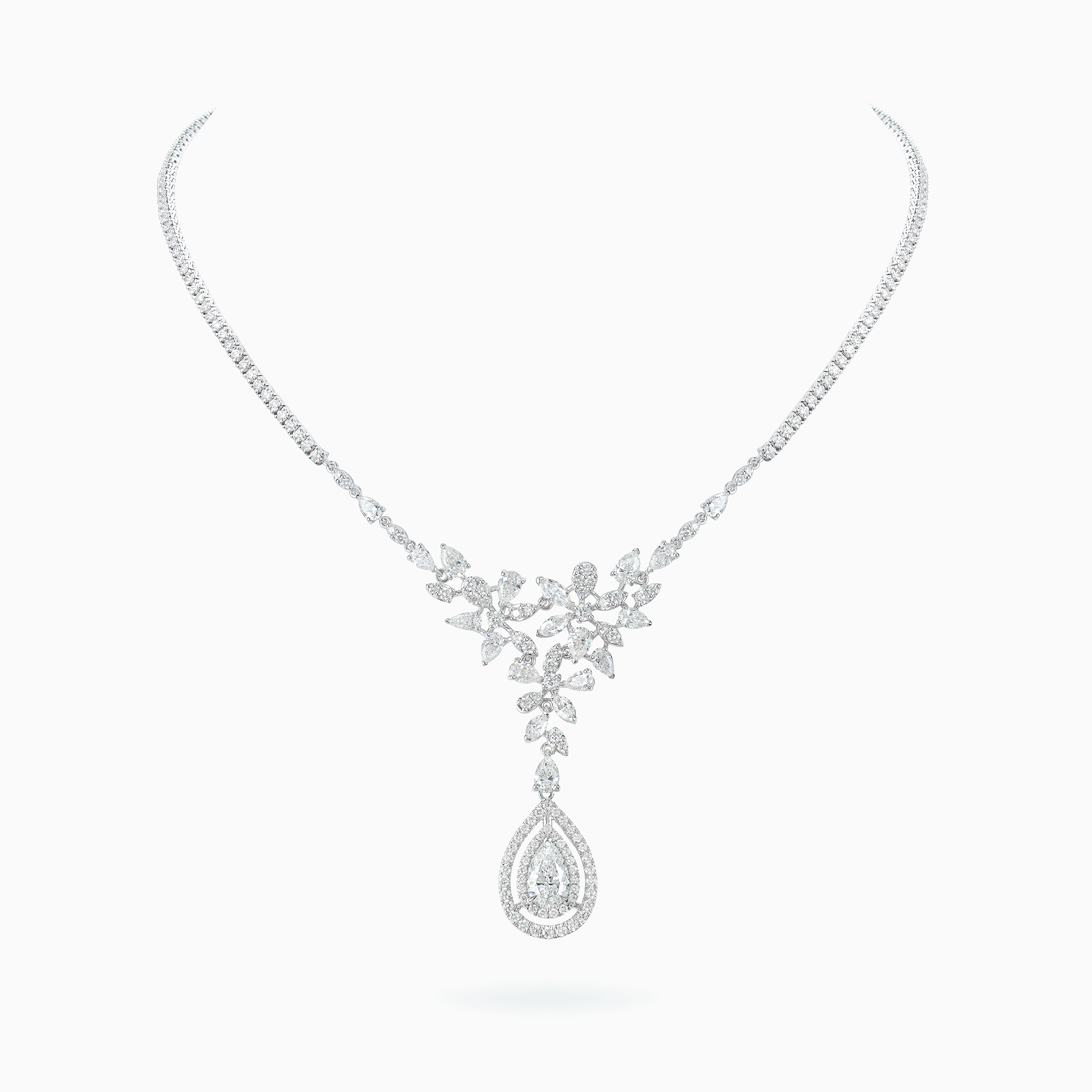 E-025 18K White Gold Diamond Necklace
