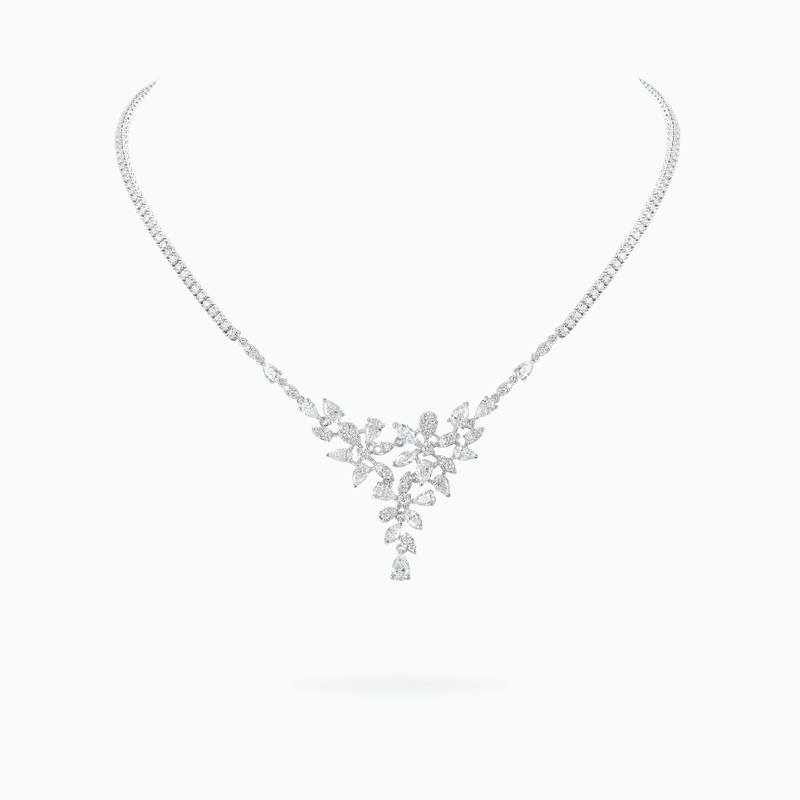 E-025 18K White Gold Diamond Necklace