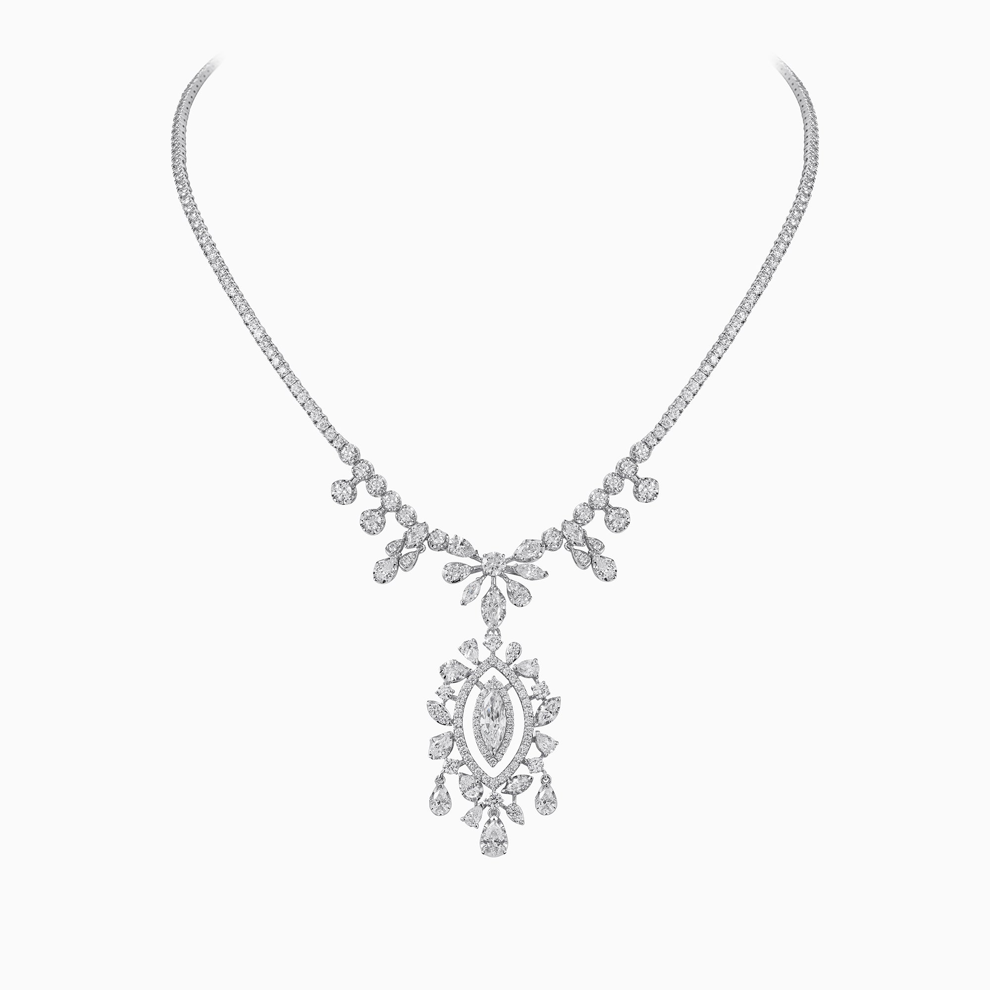 E-22 18K White Gold Diamond Necklace
