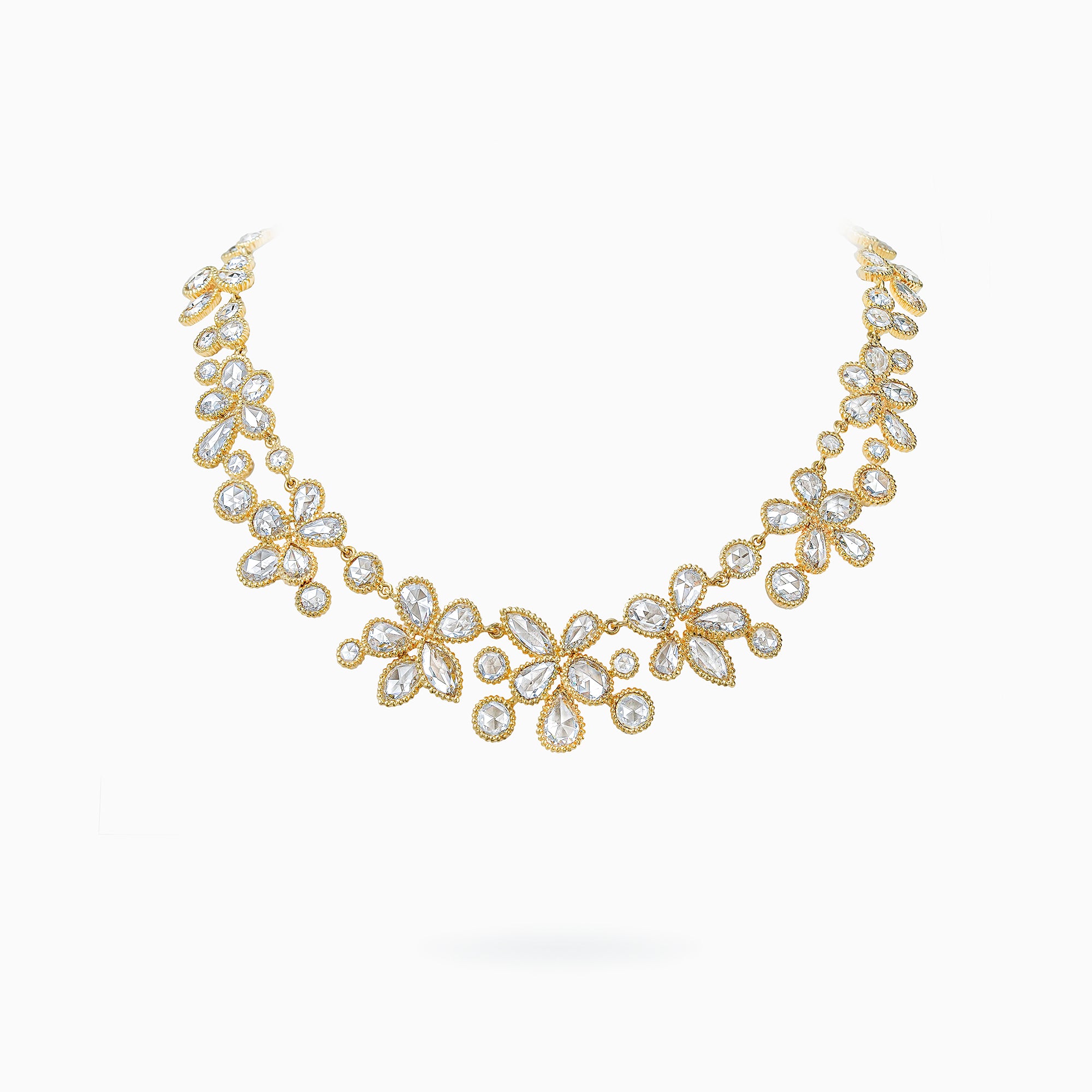 E-020 18K Yellow Gold Rose Cut Diamond Necklace