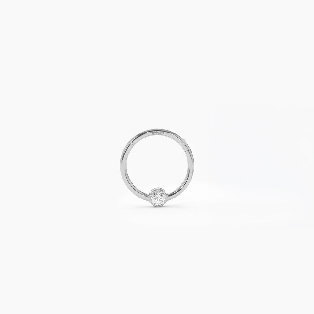 D-093   14K Gold Bezel Diamond Cartilage Hoop (Conch, Helix, Tragus)