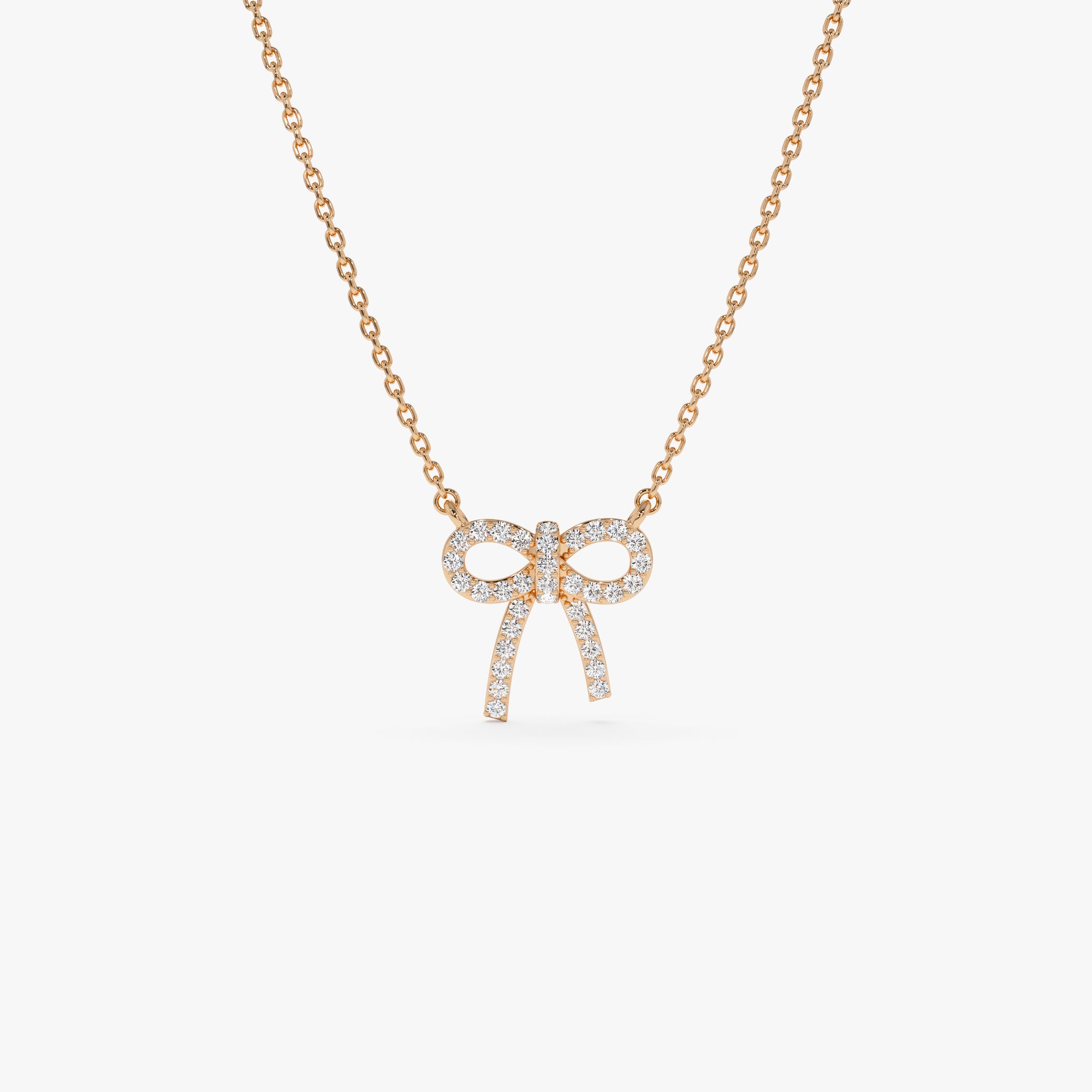 B-132  14k Diamond Bow Necklace