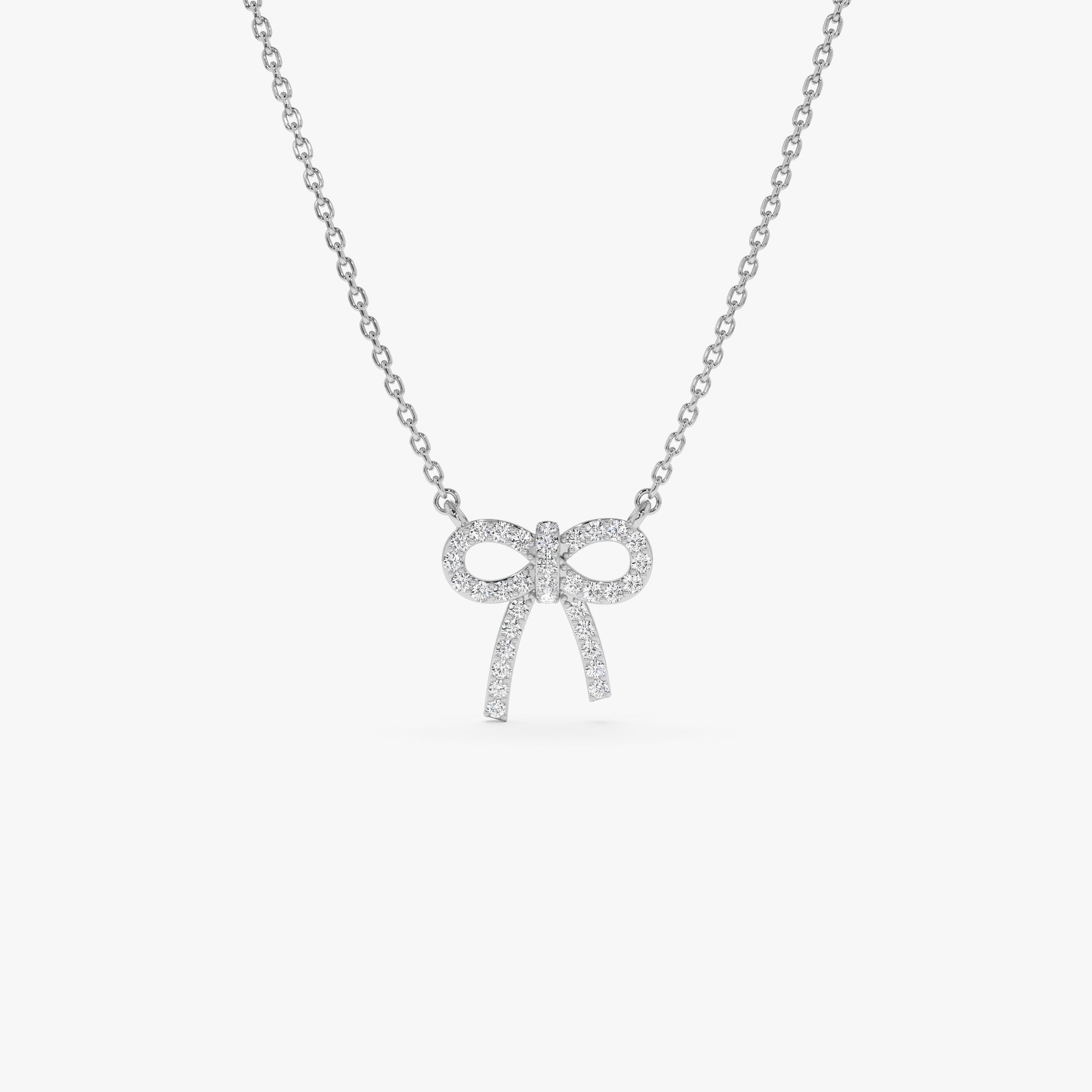 B-132  14k Diamond Bow Necklace