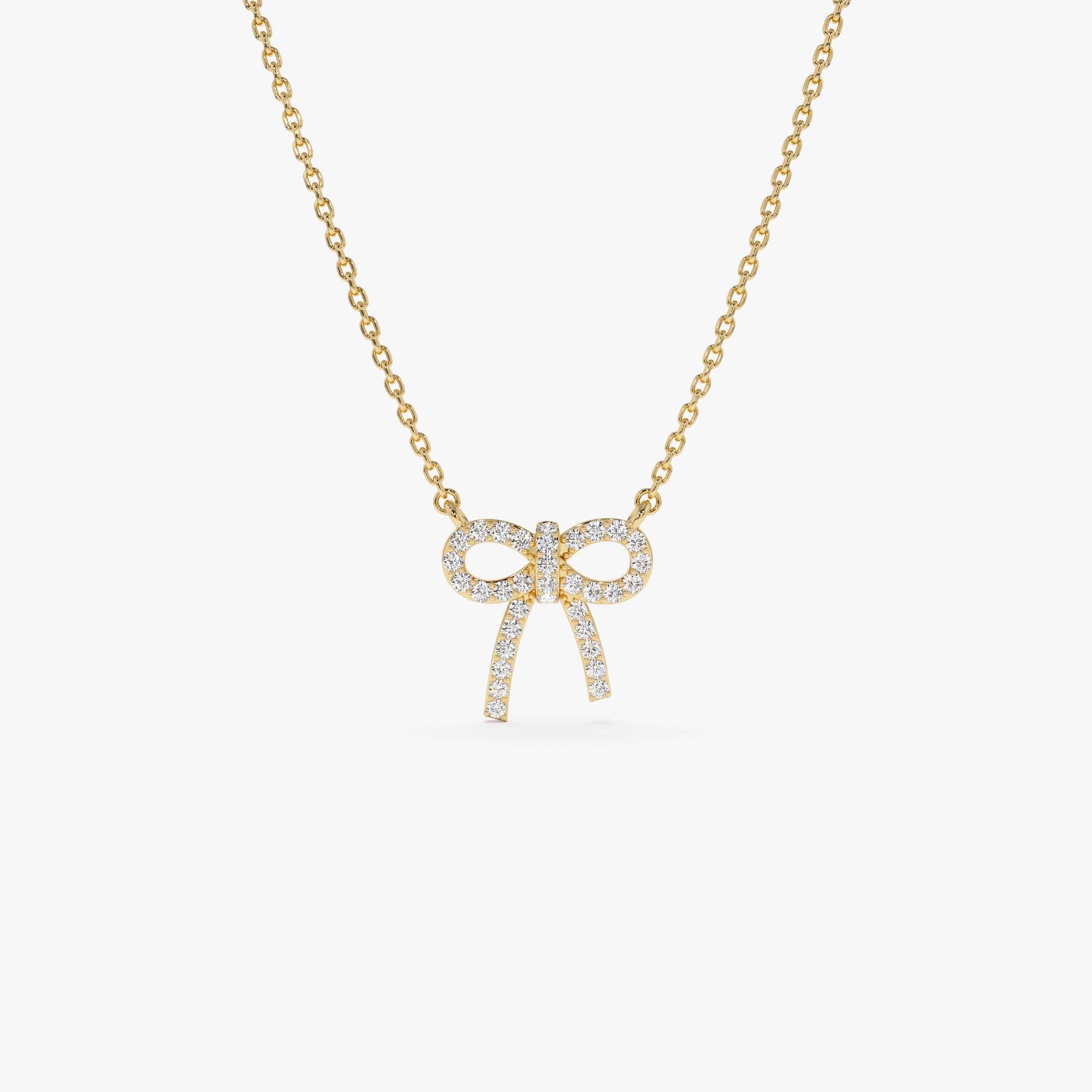 B-132  14k Diamond Bow Necklace