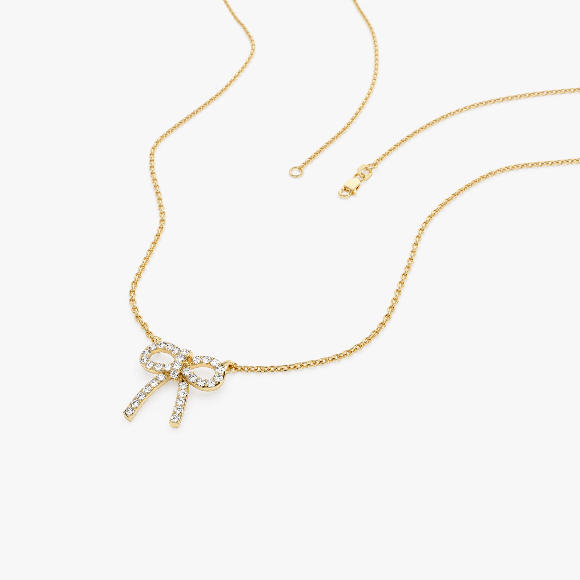 B-132  14k Diamond Bow Necklace
