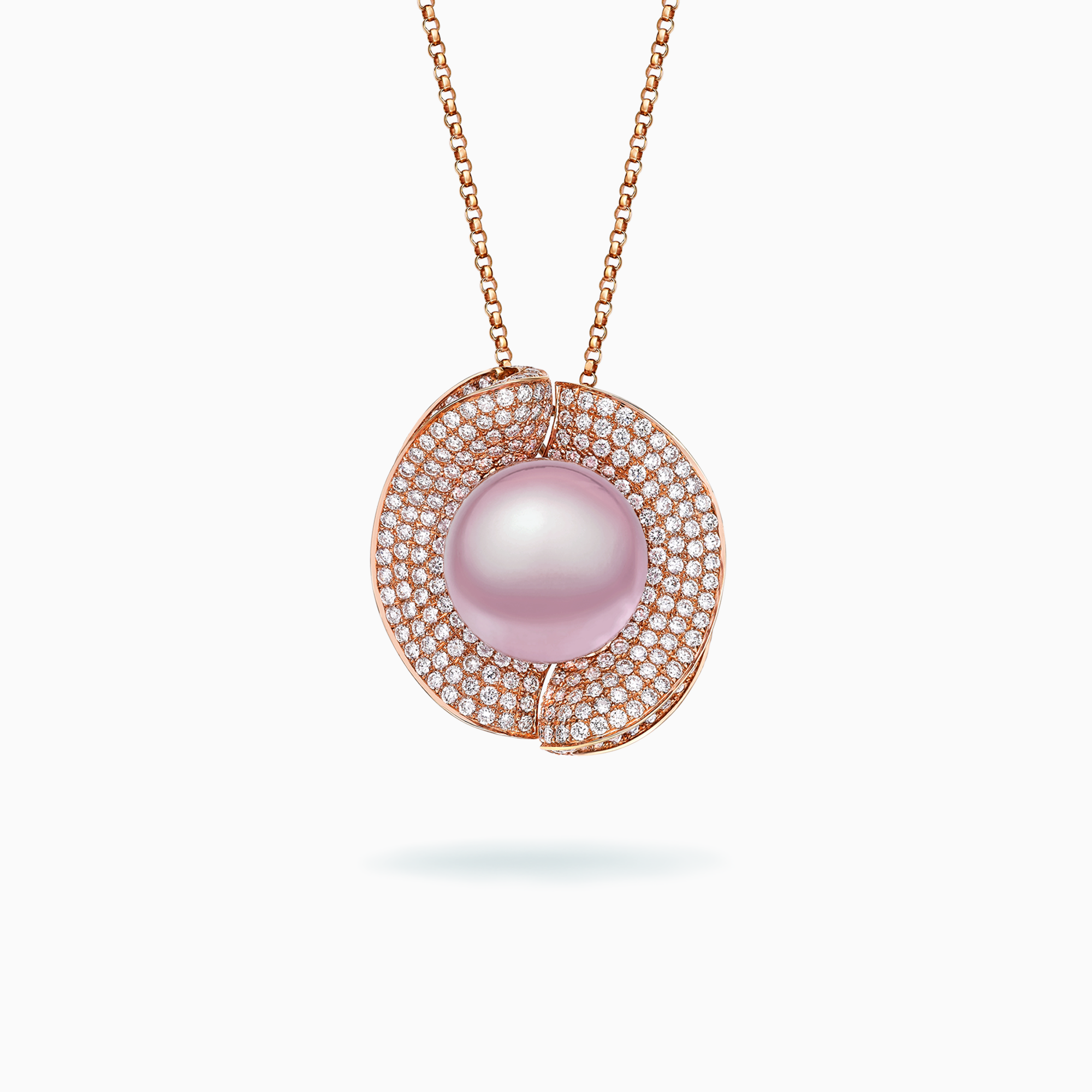 E-047 18K Rose Gold Pink Fresh Water Pearl Pendant