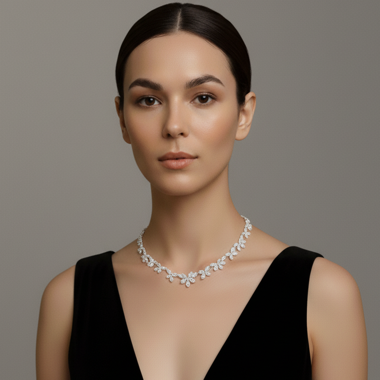 E-026 18K White Gold Diamond Necklace