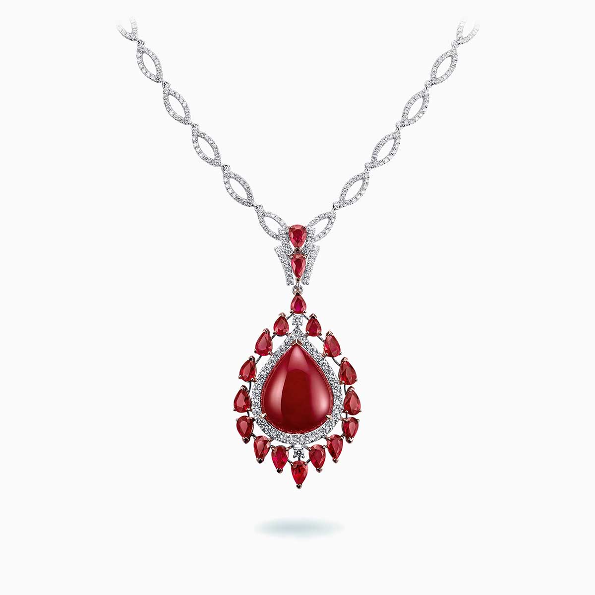 E-031 18K White & Rose Gold Ruby & Diamond Pendant