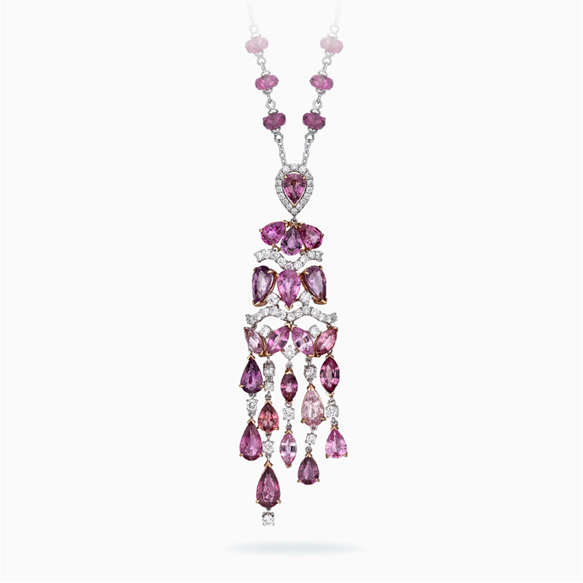 E-038 18K White & Rose Gold Fancy Color Sapphire Pendant