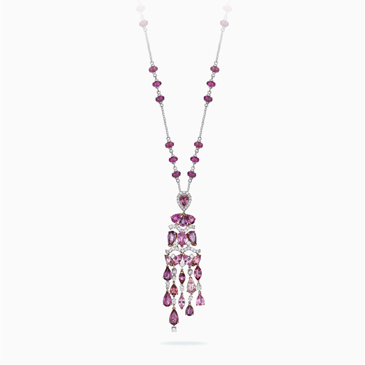 E-038 18K White & Rose Gold Fancy Color Sapphire Pendant