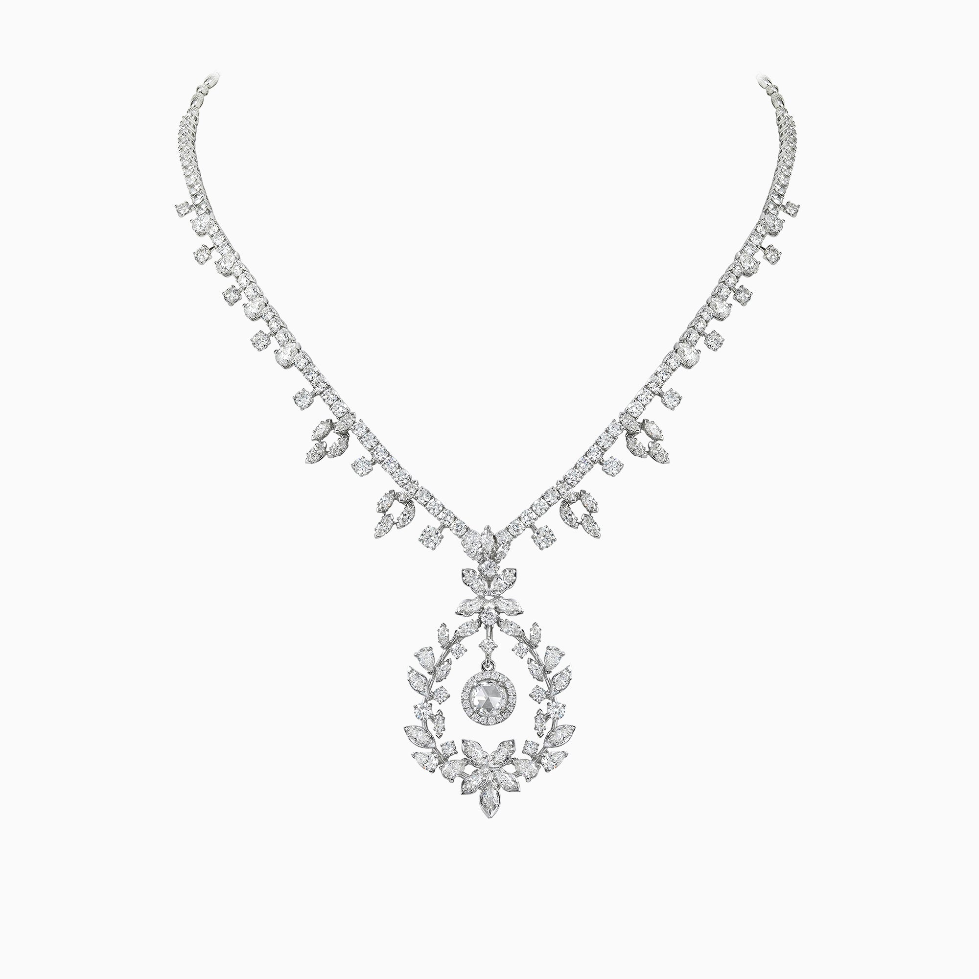 E-21 18K White Gold Diamond Necklace