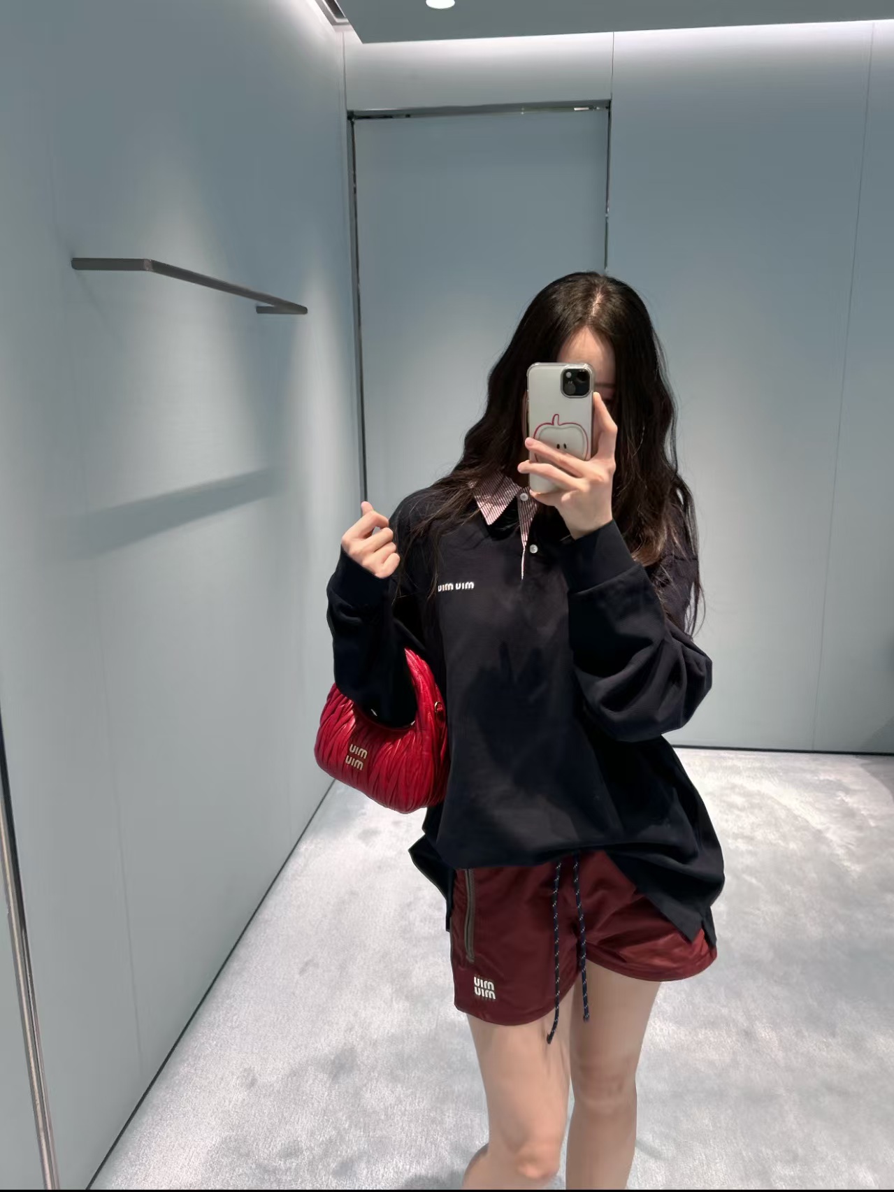  Miu*26 New Color-Block Polo Neck Sweatshirt