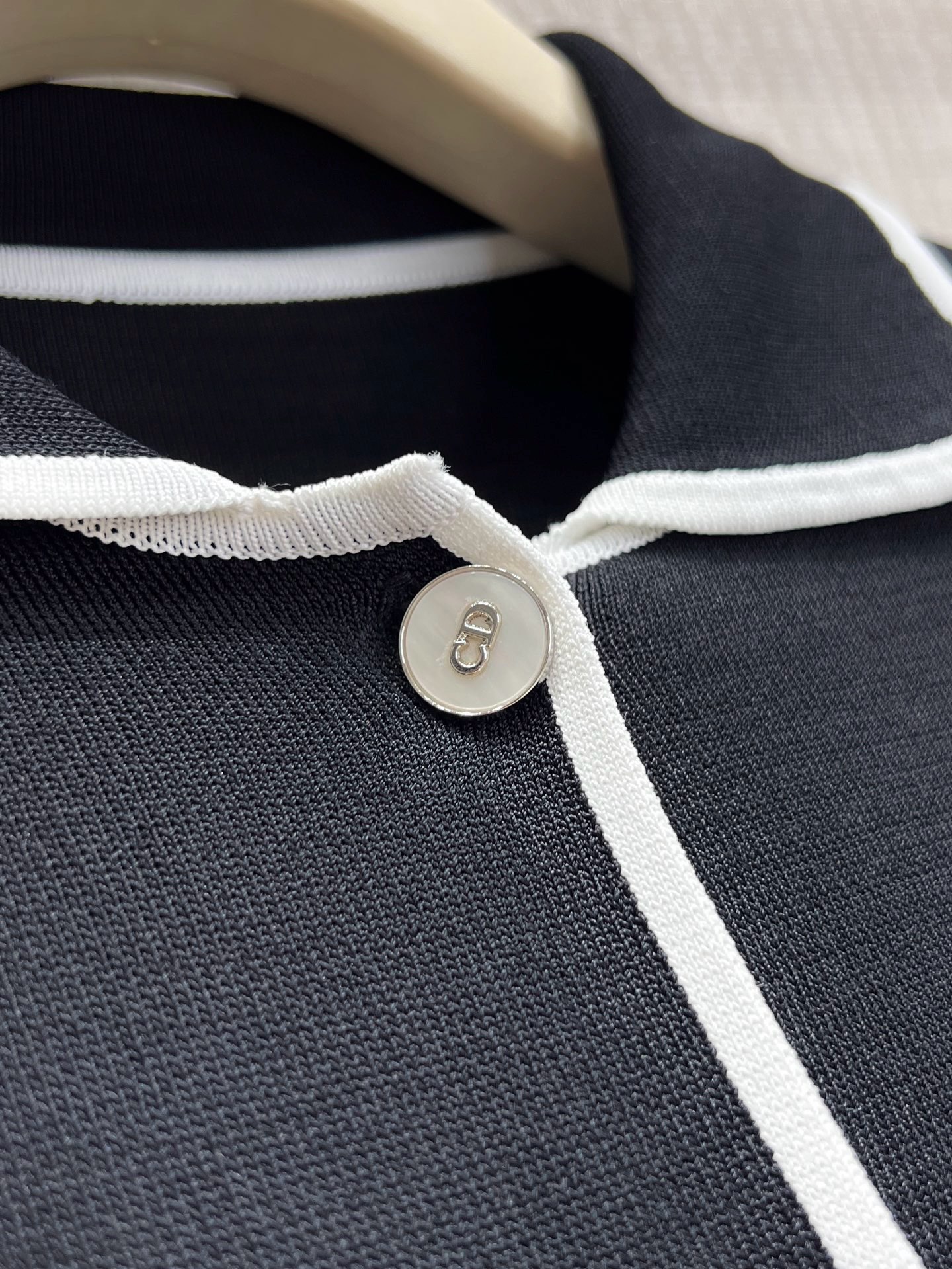 Di* BlackDase with white trim knit cardigan