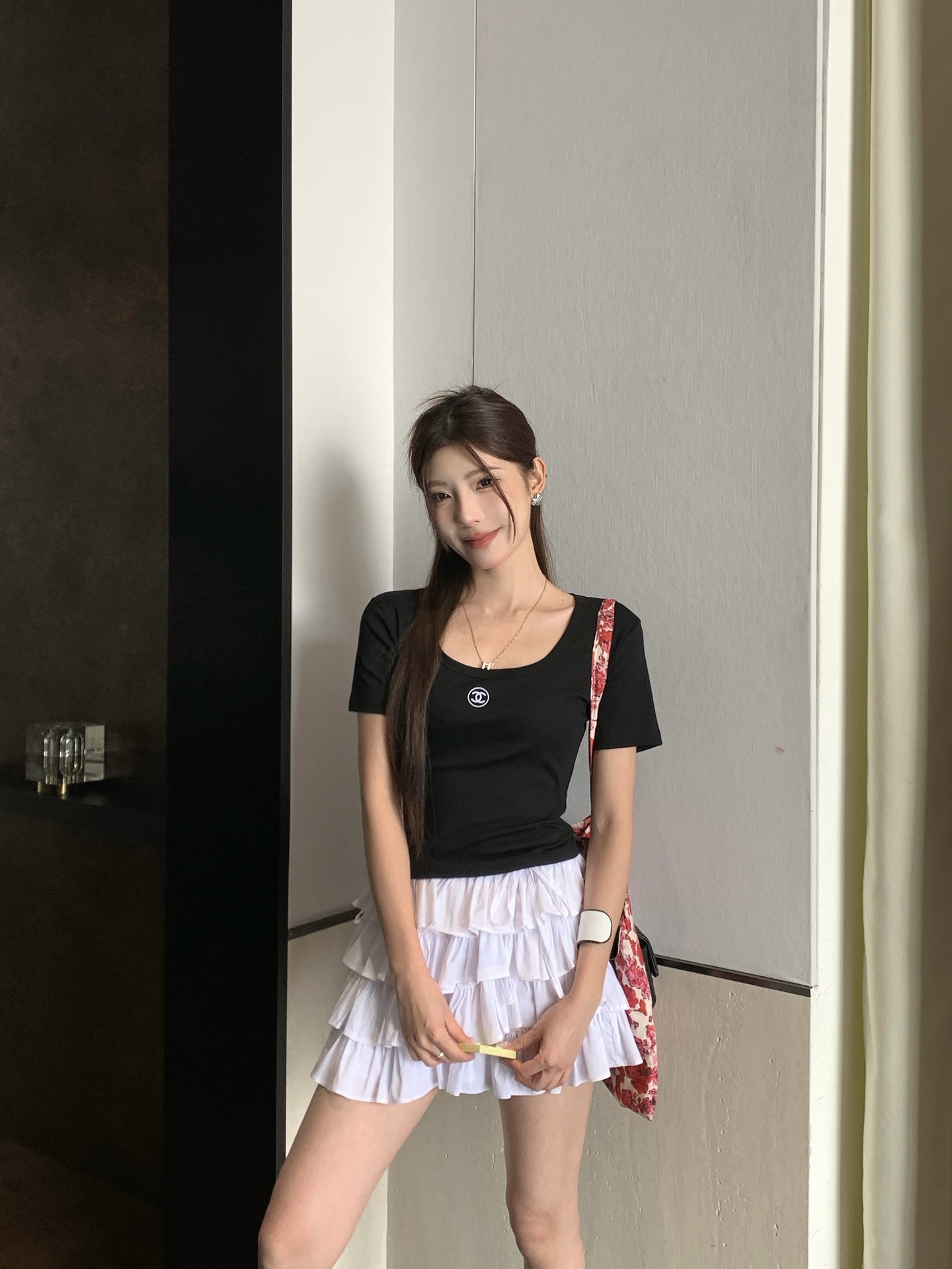 Cha new midriff-baring short sleeve