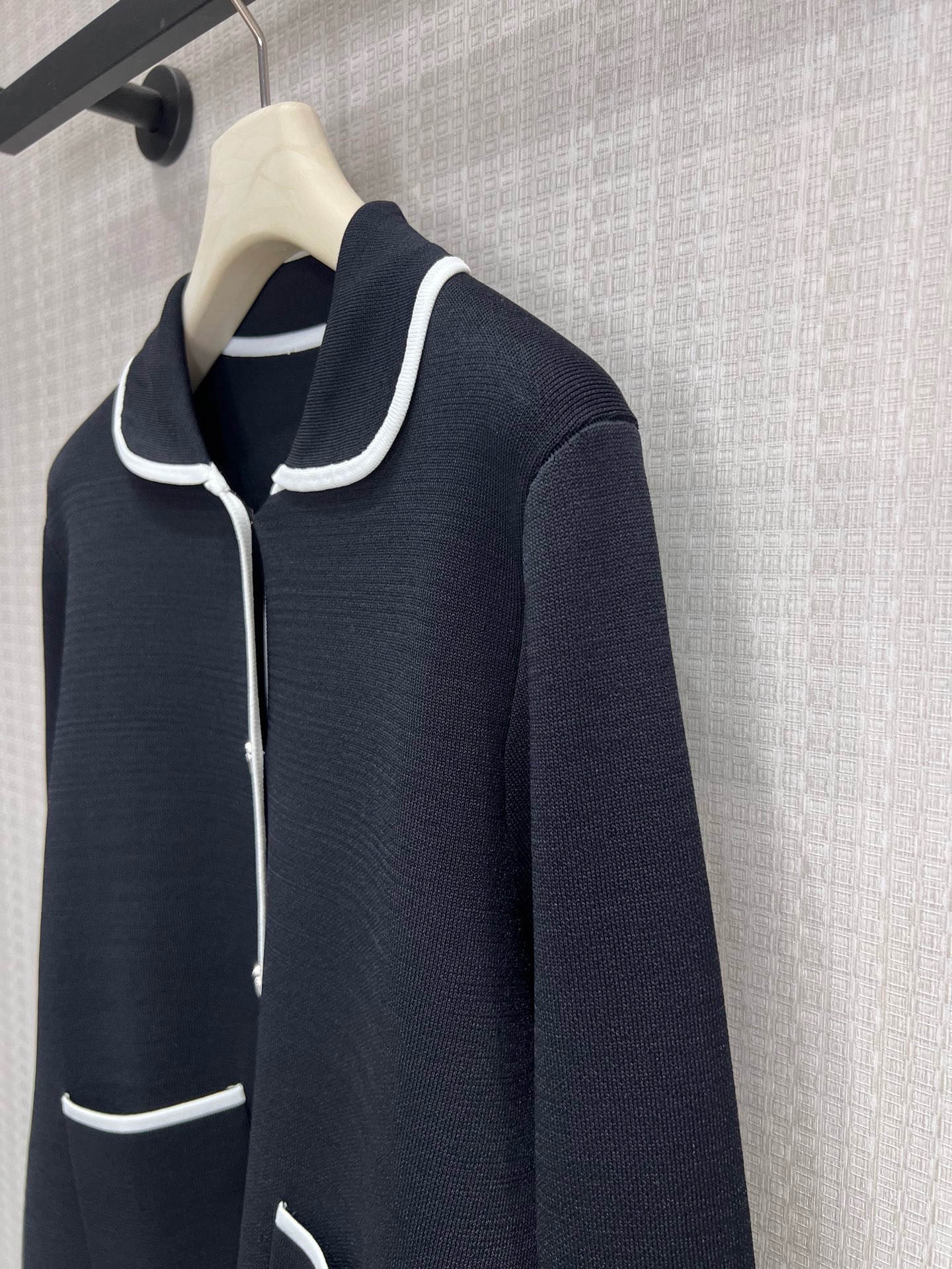 Di* BlackDase with white trim knit cardigan
